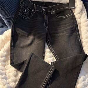 True Religion Black Geno Relaxed Slim Jeans